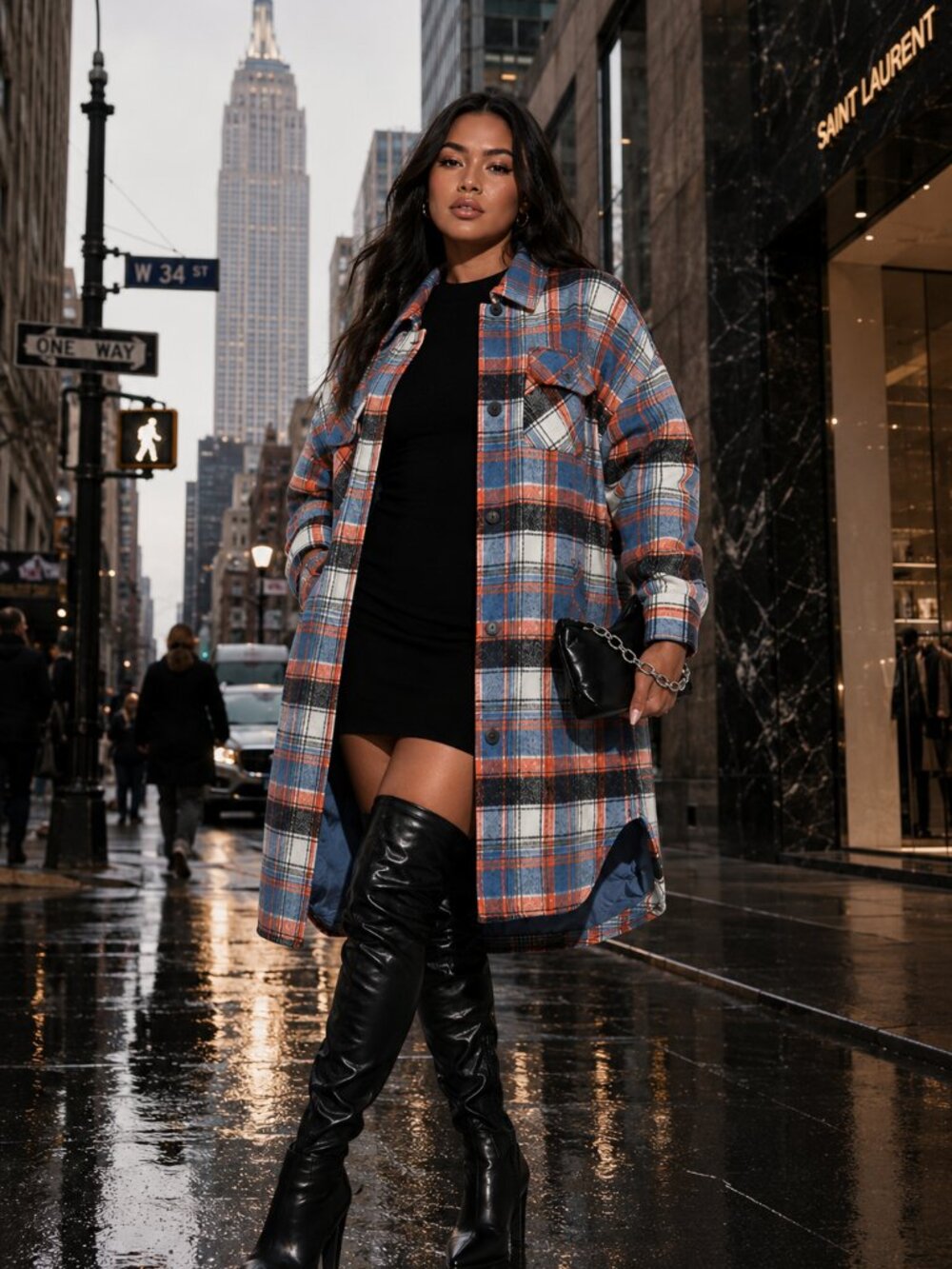 Plaid Oversized Shacket Coat / Shirt Jacket – High Fashion Streetwear Vibes